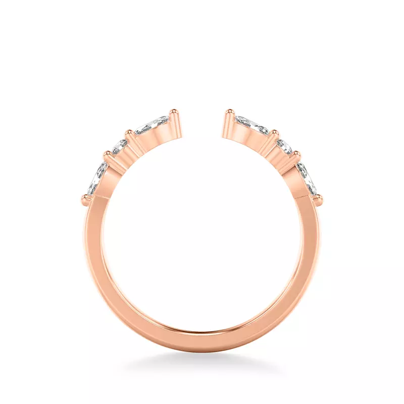 14K Rose Gold Zora Alternating Marquise & Round Diamond Open Band