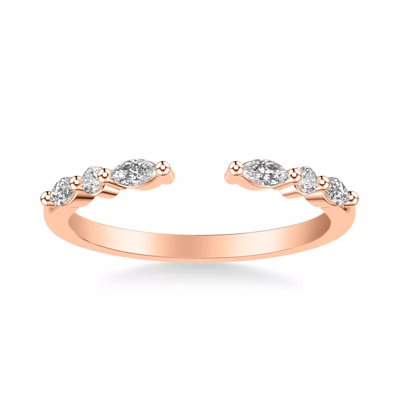 14K Rose Gold Zora Alternating Marquise & Round Diamond Open Band