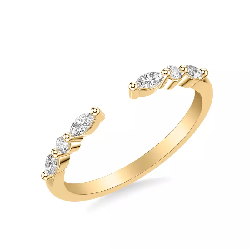 18K Yellow Gold Zora Alternating Marquise & Round Diamond Open Band