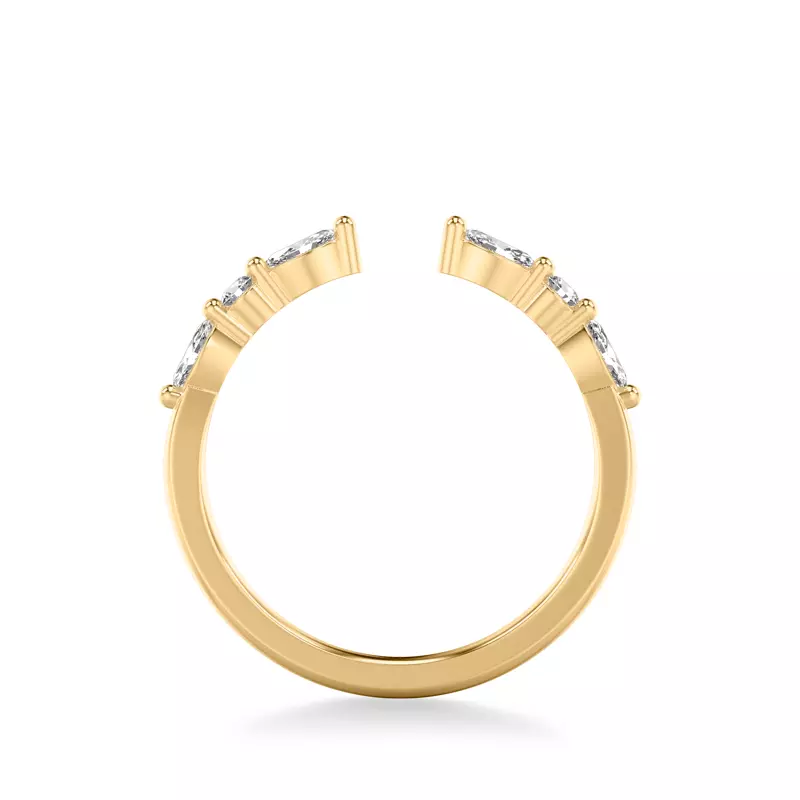 18K Yellow Gold Zora Alternating Marquise & Round Diamond Open Band