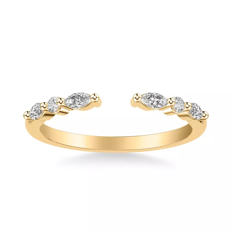 18K Yellow Gold Zora Alternating Marquise & Round Diamond Open Band