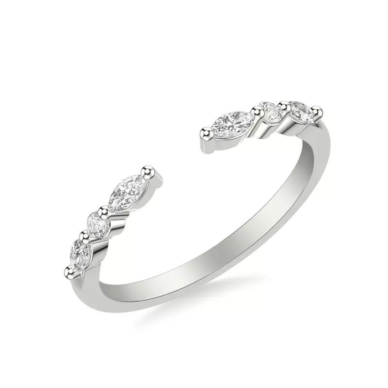 Platinum Zora Alternating Marquise & Round Diamond Open Band