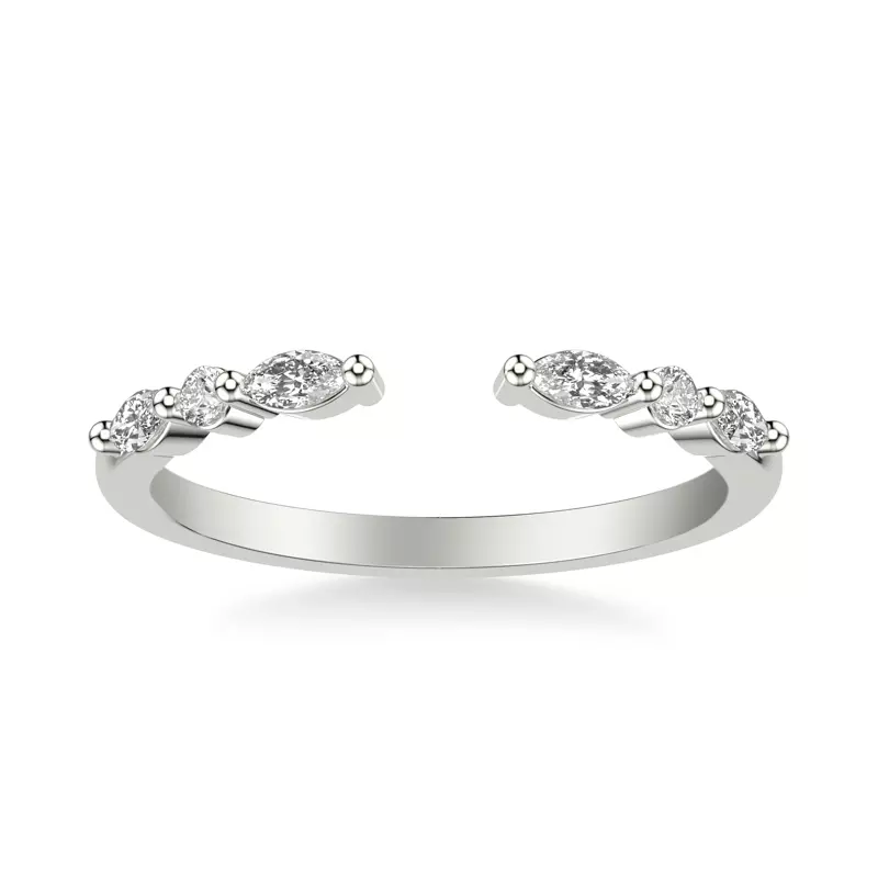 Platinum Zora Alternating Marquise & Round Diamond Open Band