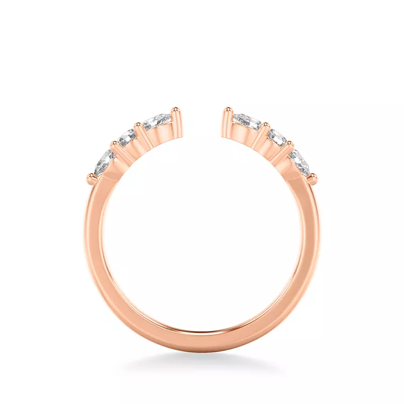 14K Rose Gold Zora Alternating Pear & Round Diamond Open Band