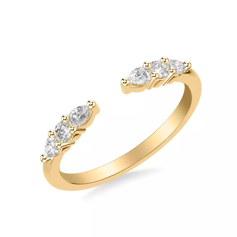 14K Yellow Gold Zora Alternating Pear & Round Diamond Open Band