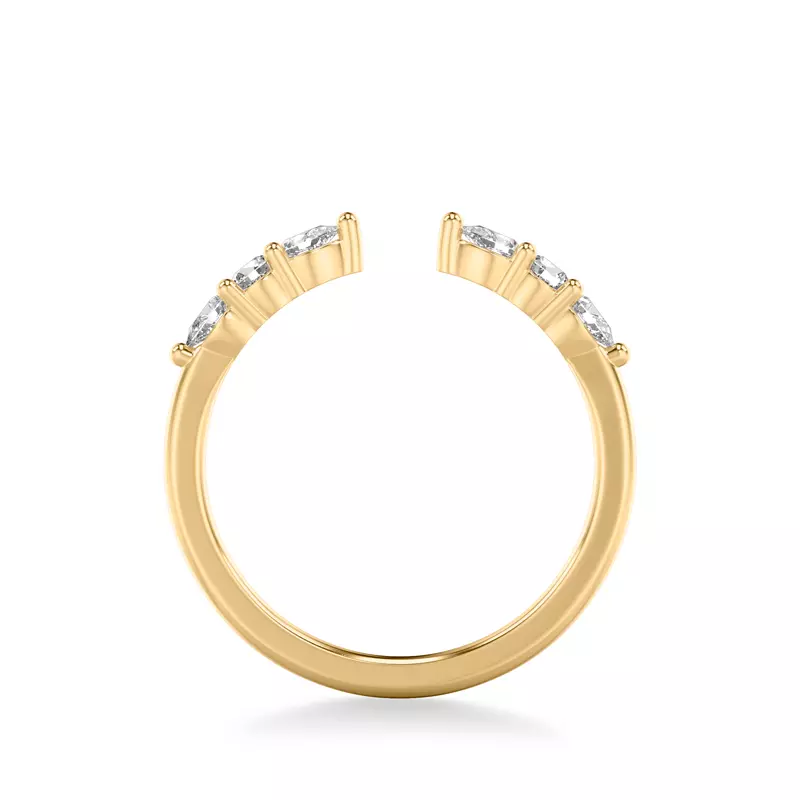 14K Yellow Gold Zora Alternating Pear & Round Diamond Open Band