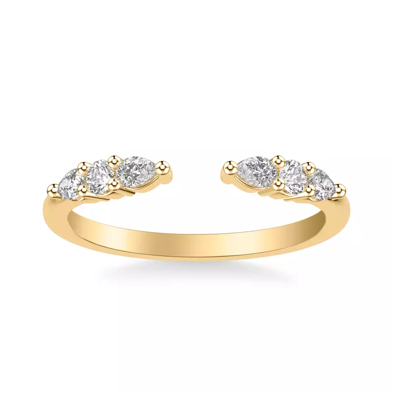 14K Yellow Gold Zora Alternating Pear & Round Diamond Open Band
