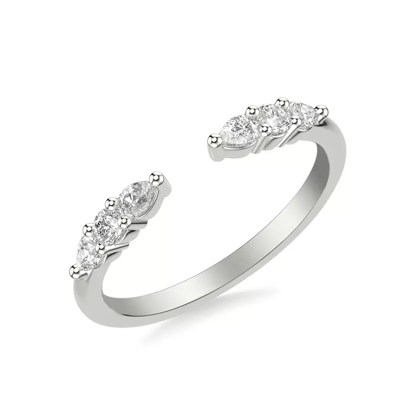Platinum Zora Alternating Pear & Round Diamond Open Band