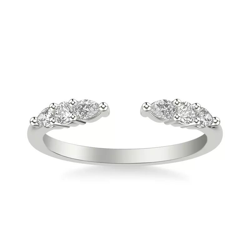 Platinum Zora Alternating Pear & Round Diamond Open Band