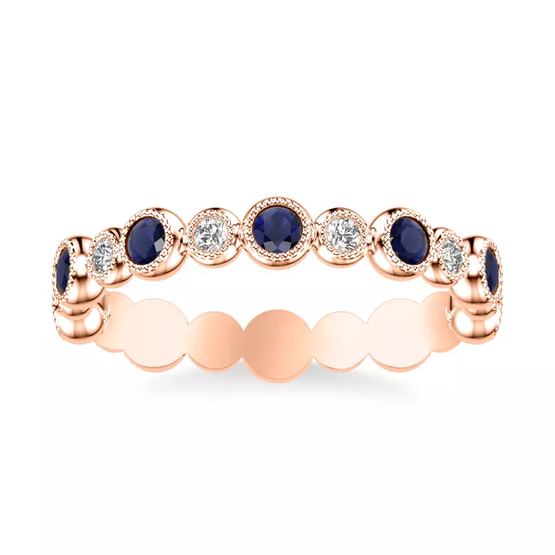 14K Rose Gold Diamond And Sapphire Bubble Eternity Band