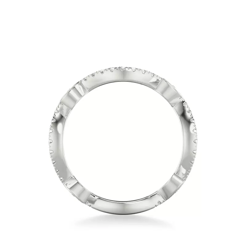 18K White Gold Wavy Floral Vine Diamond  Band