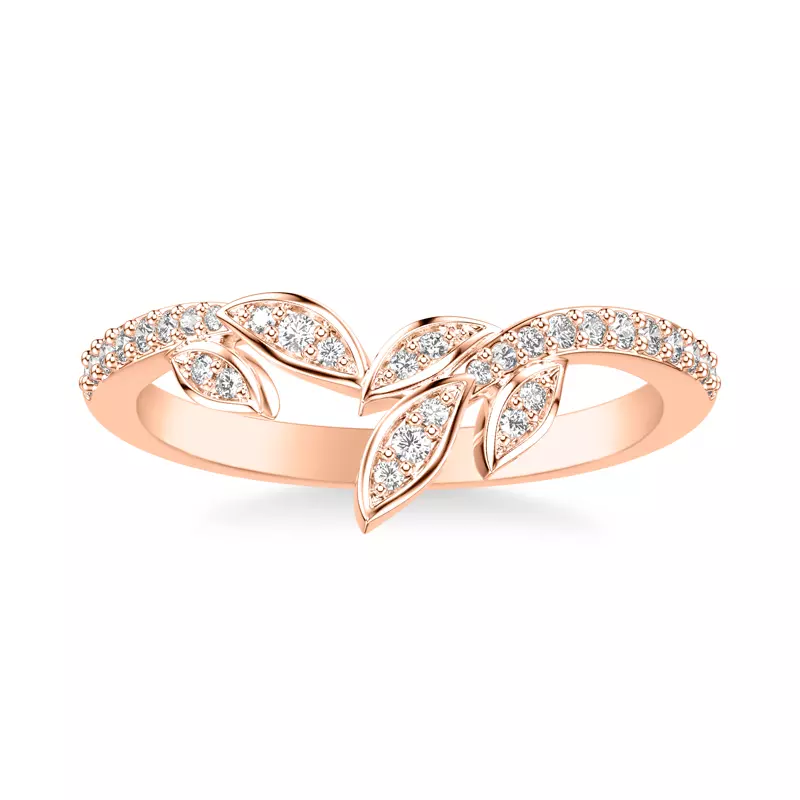 14K Rose Gold Periwinkle Pave Diamond Band