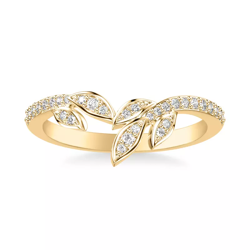 14K Yellow Gold Periwinkle Pave Diamond Band