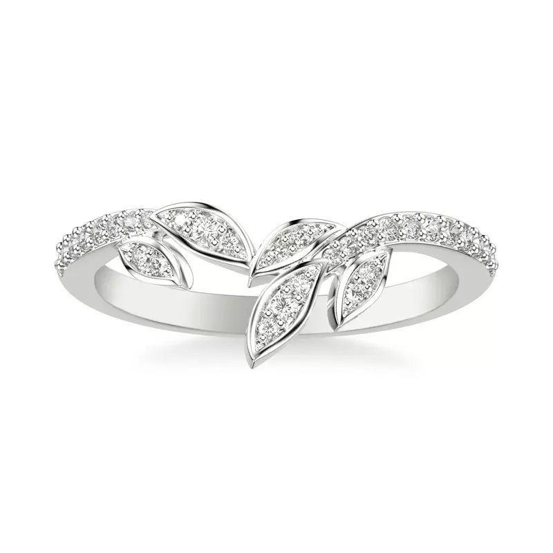 18K White Gold Periwinkle Pave Diamond Band