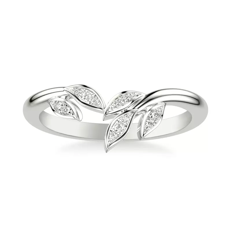 14K White Gold Periwinkle Petal Polished Band