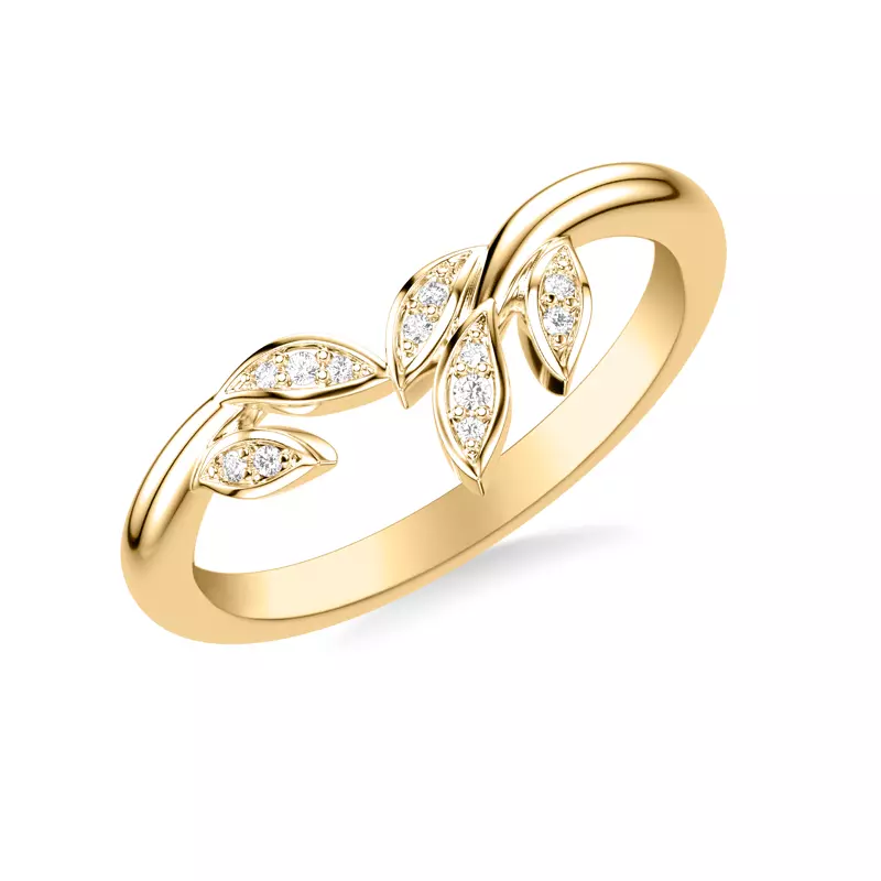 14K Yellow Gold Periwinkle Petal Polished Band