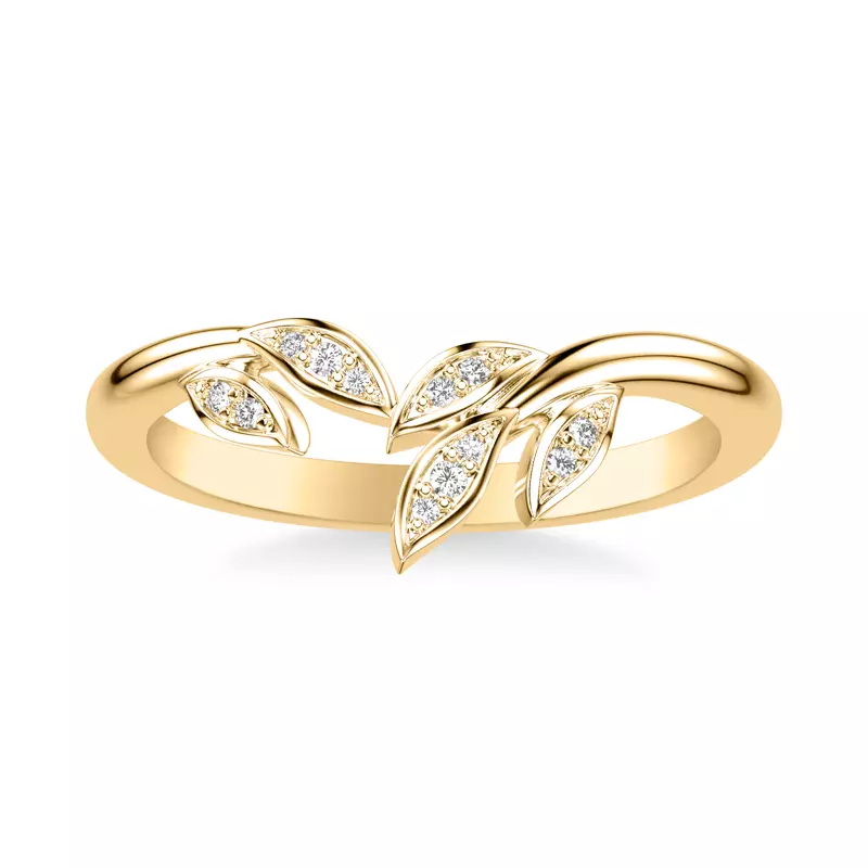 14K Yellow Gold Periwinkle Petal Polished Band