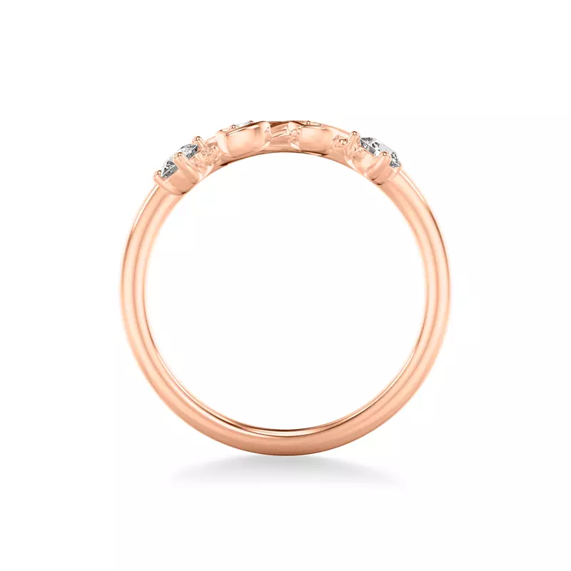 14K Rose Gold Floral Petal Curved Band