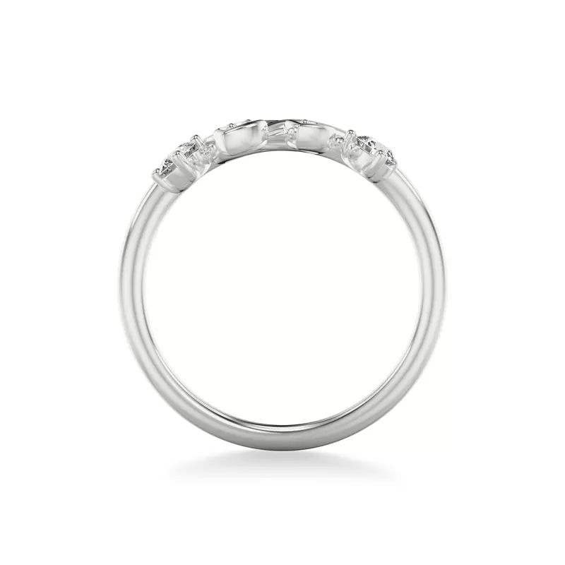 18K White Gold Floral Petal Curved Band