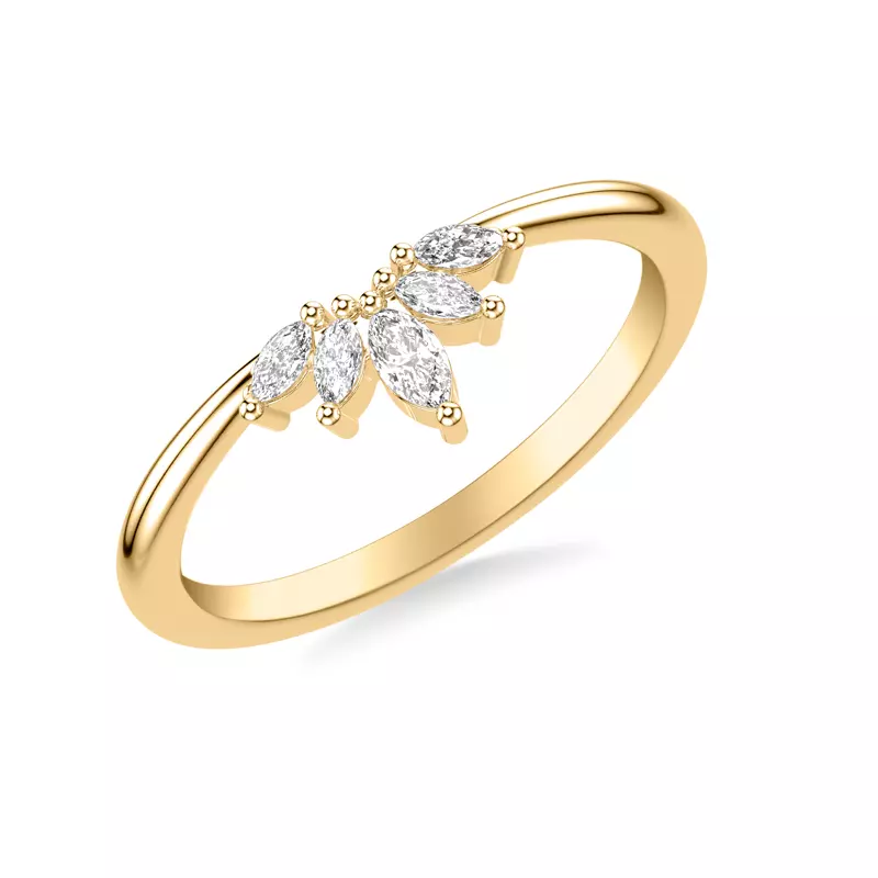 14K Yellow Gold Marquise Diamond Tiara Band