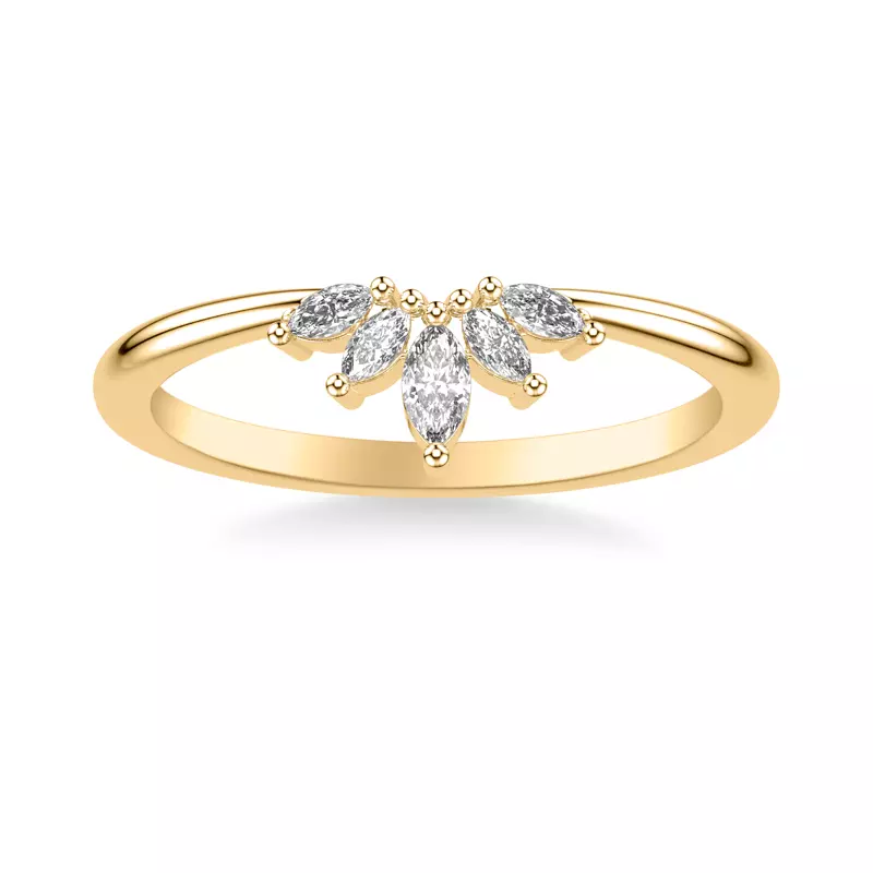 14K Yellow Gold Marquise Diamond Tiara Band