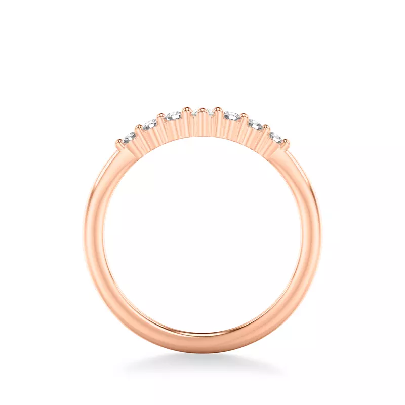 14K Rose Gold Chevron Pear Crown Diamond Band