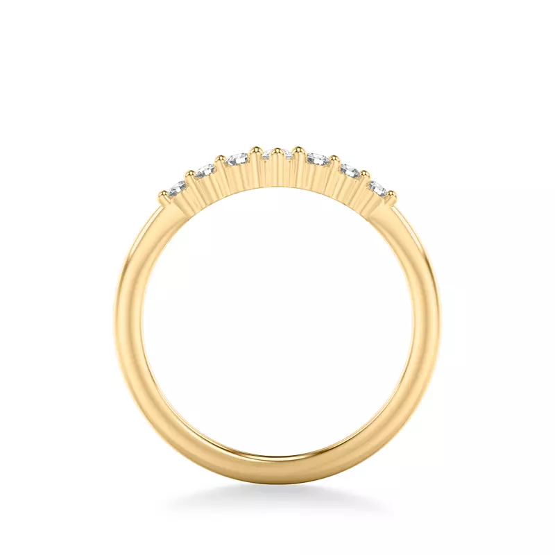 14K Yellow Gold Chevron Pear Crown Diamond Band