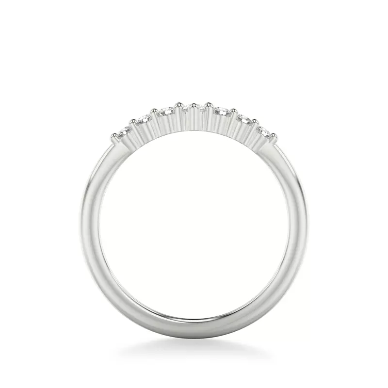 18K White Gold Chevron Pear Crown Diamond Band