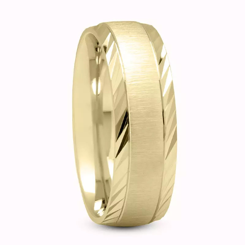 14K Yellow Gold Vega Band With Diamond Cut Edges (7mm)
