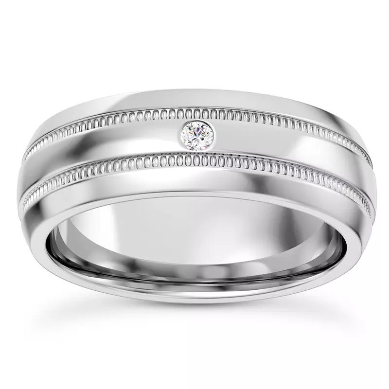 18K White Gold Crux Men's Wedding Band