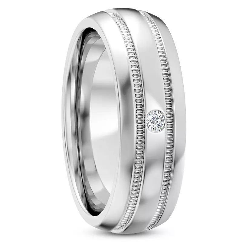 18K White Gold Crux Men's Wedding Band