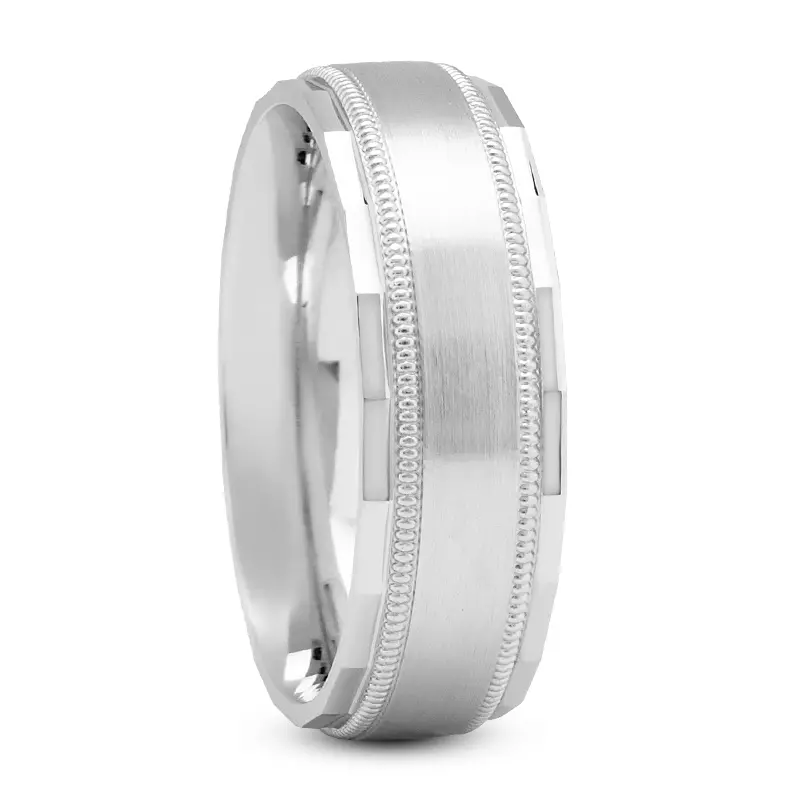 14K White Gold Bexa Milgrain With Geometric Edges (7mm)