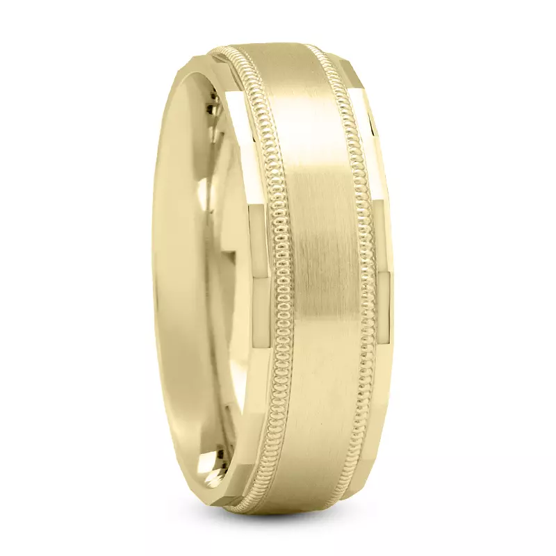 18K Yellow Gold Bexa Milgrain With Geometric Edges (7mm)