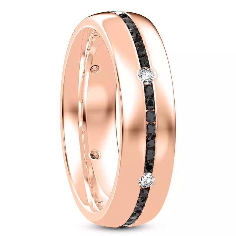 14K Rose Gold Black-White Contrast Eternity Band (6mm)
