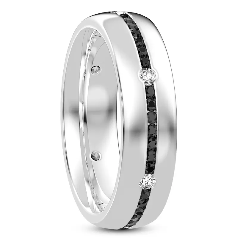 14K White Gold Black-White Contrast Eternity Band (6mm)
