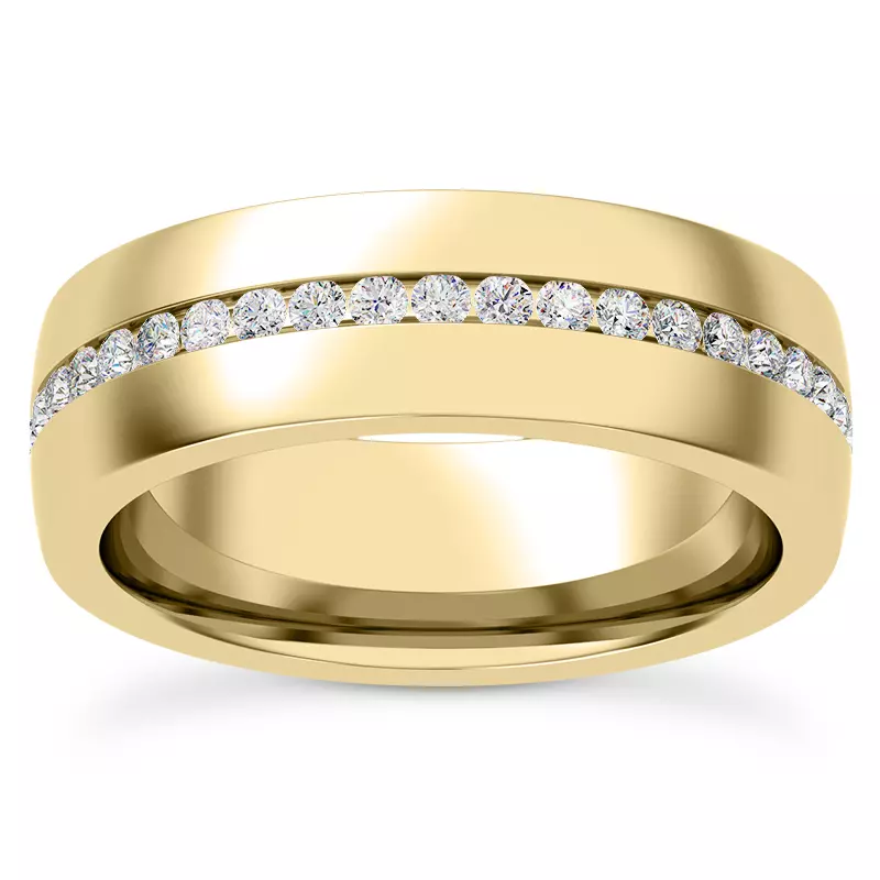 14K Yellow Gold Ara Men's Eternity Wedding Band