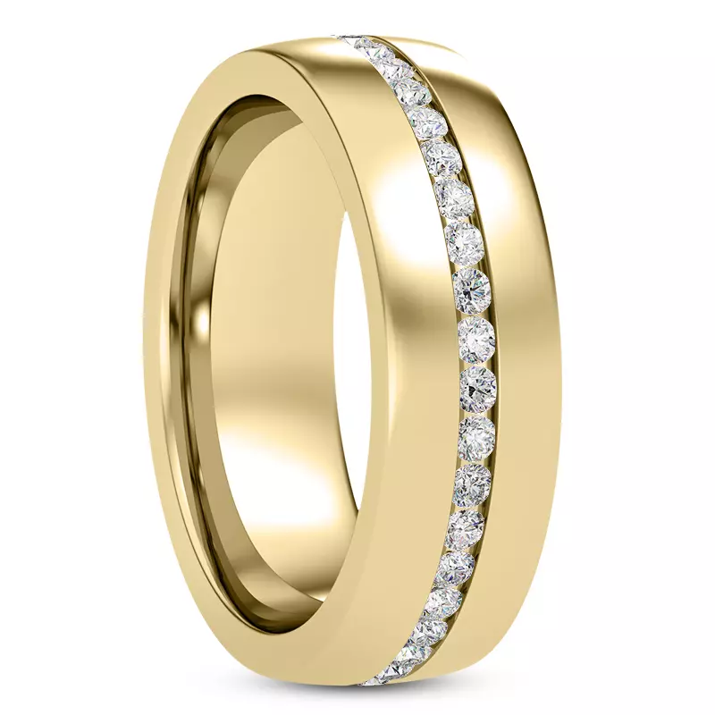 14K Yellow Gold Ara Men's Eternity Wedding Band