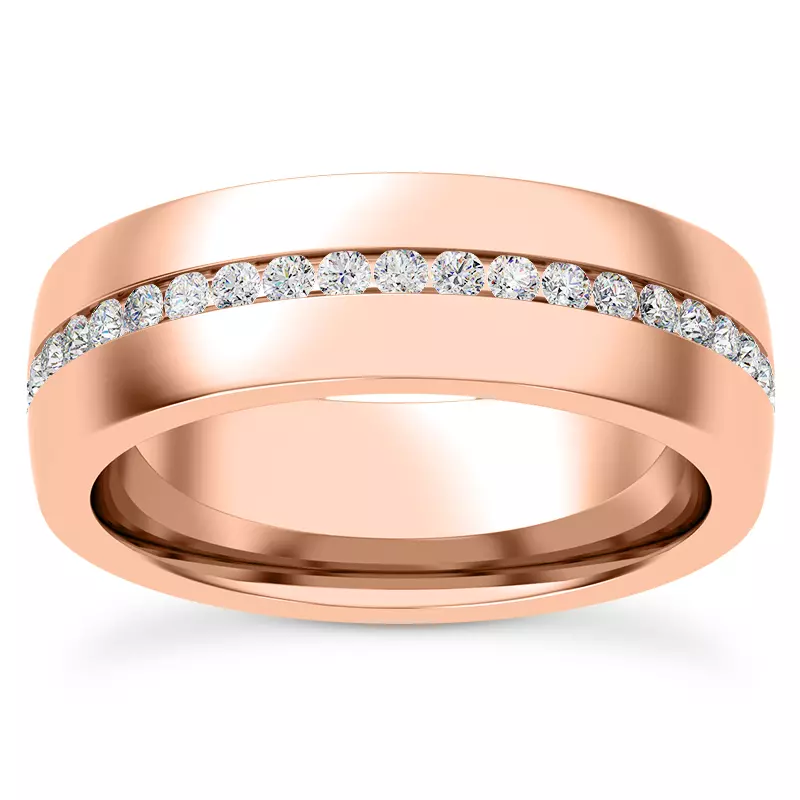 14K Rose Gold Ara Men's Eternity Wedding Band
