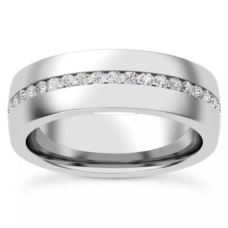 14K White Gold Ara Men's Eternity Wedding Band