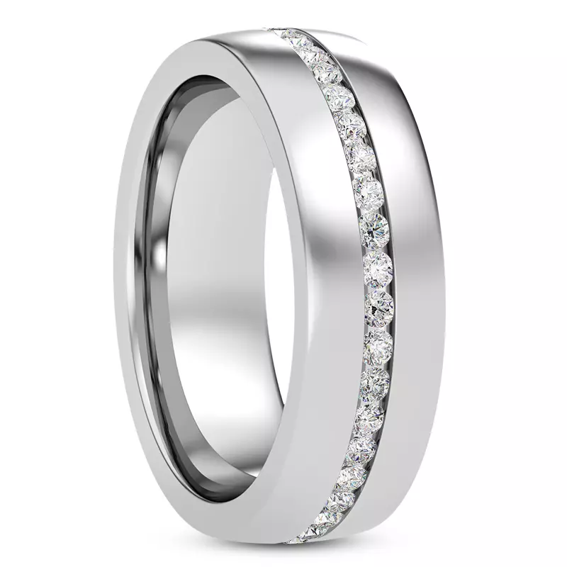 14K White Gold Ara Men's Eternity Wedding Band