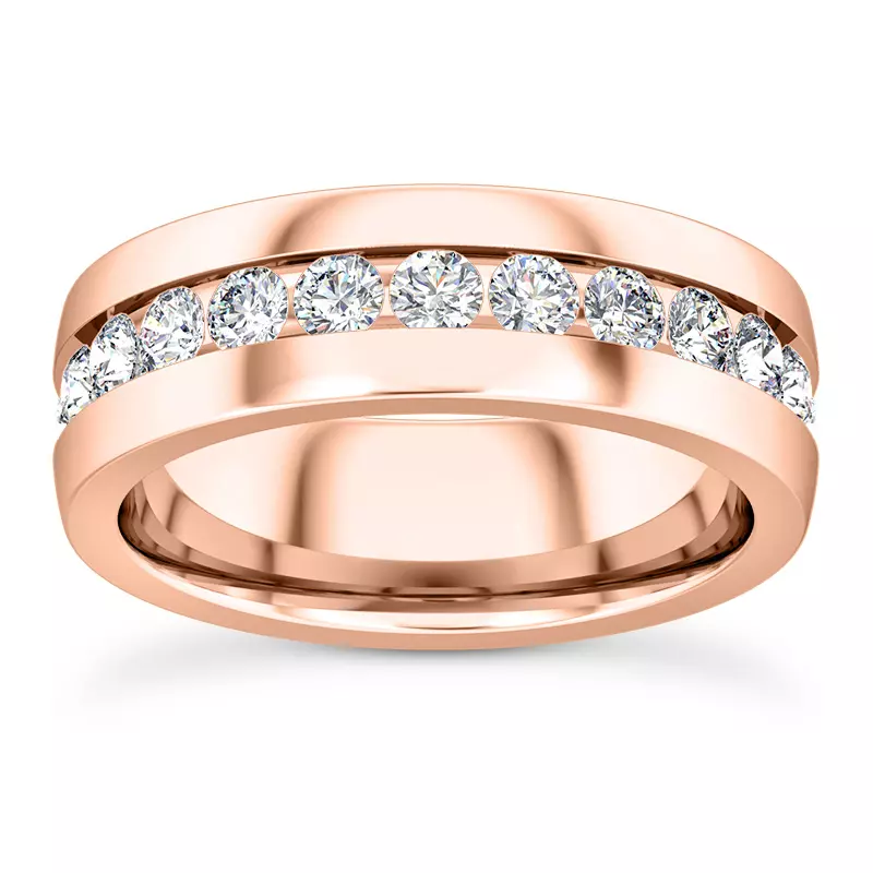 14K Rose Gold Ara Grande Men's Eternity Wedding Band