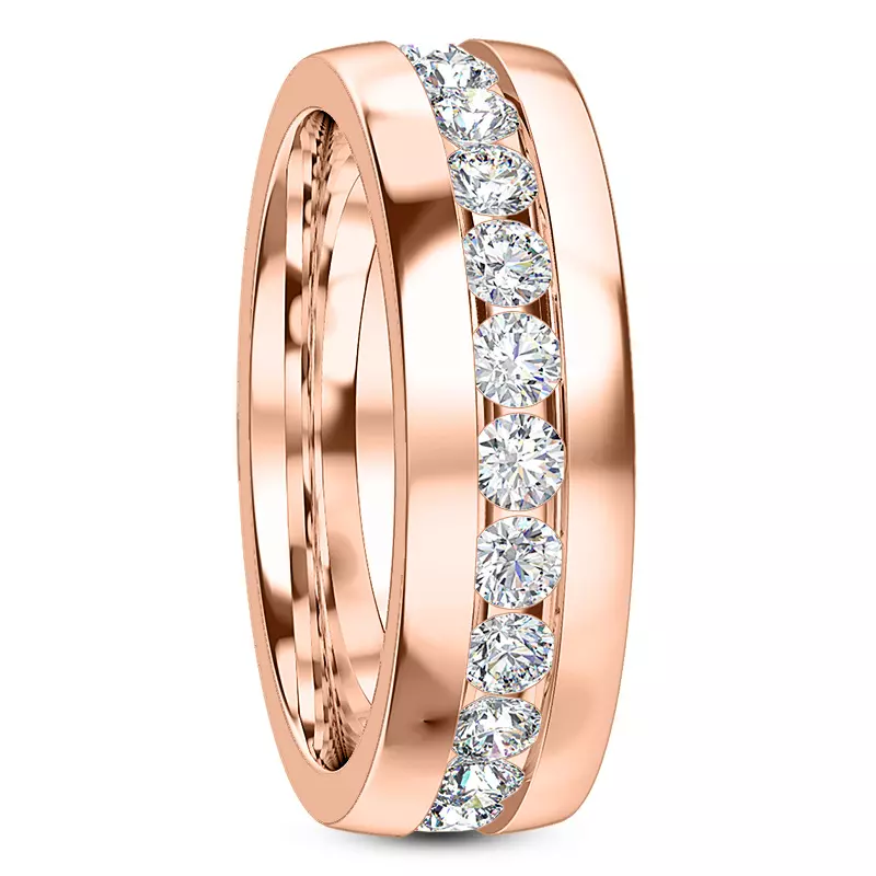 14K Rose Gold Ara Grande Men's Eternity Wedding Band