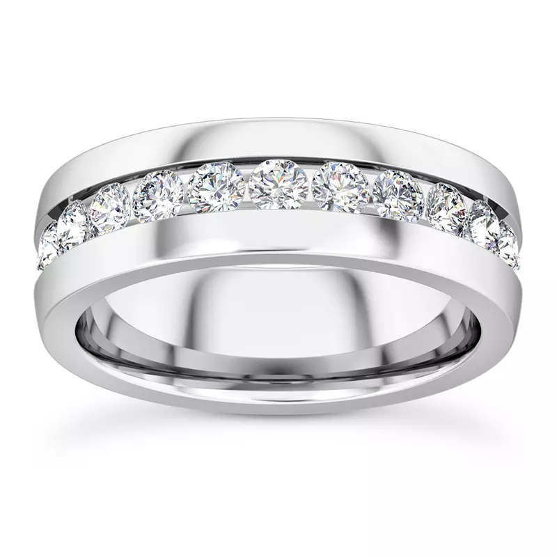 14K White Gold Ara Grande Men's Eternity Wedding Band