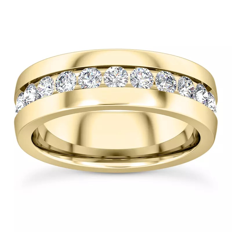 14K Yellow Gold Ara Grande Men's Eternity Wedding Band