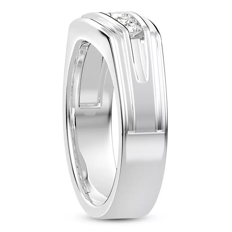 14K White Gold Graduating Round Channel-Set Diamond Band (5.2mm)