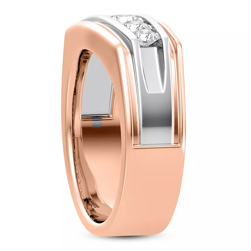 14K Rose Gold Graduating Round Channel-Set Lab Diamond Band (6.7mm)
