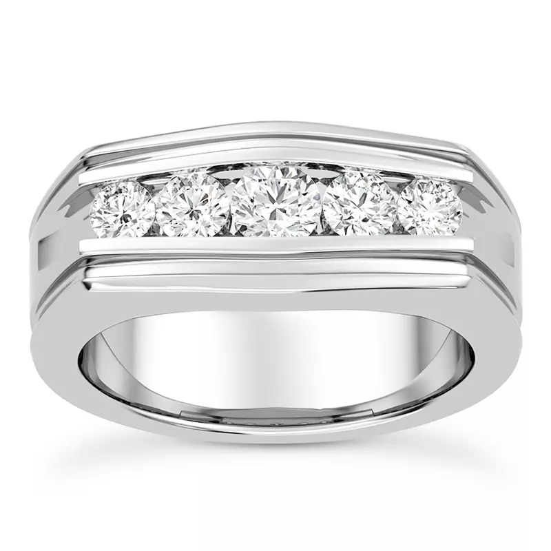 14K White Gold Graduating Round Channel-Set Diamond Band (6.7mm)