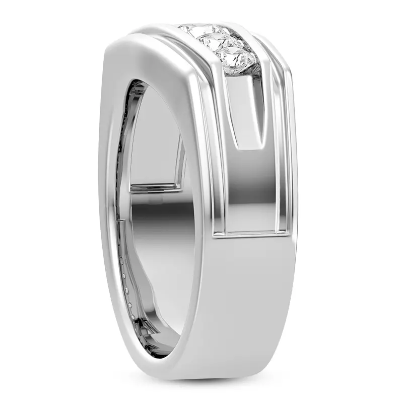14K White Gold Graduating Round Channel-Set Diamond Band (6.7mm)