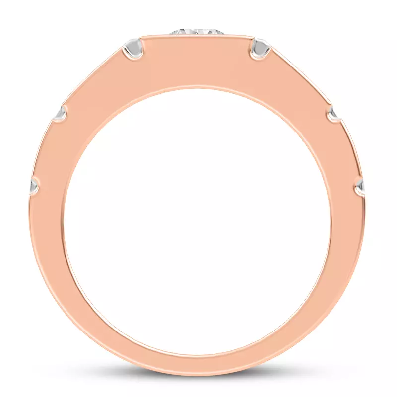 14K Rose Gold Flush-Set Solitaire Lab Diamond Grooved Band (5mm)