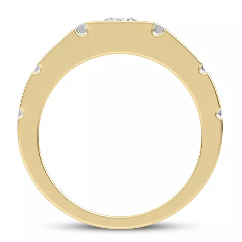 18K Yellow Gold Flush-Set Solitaire Lab Diamond Grooved Band (5mm)